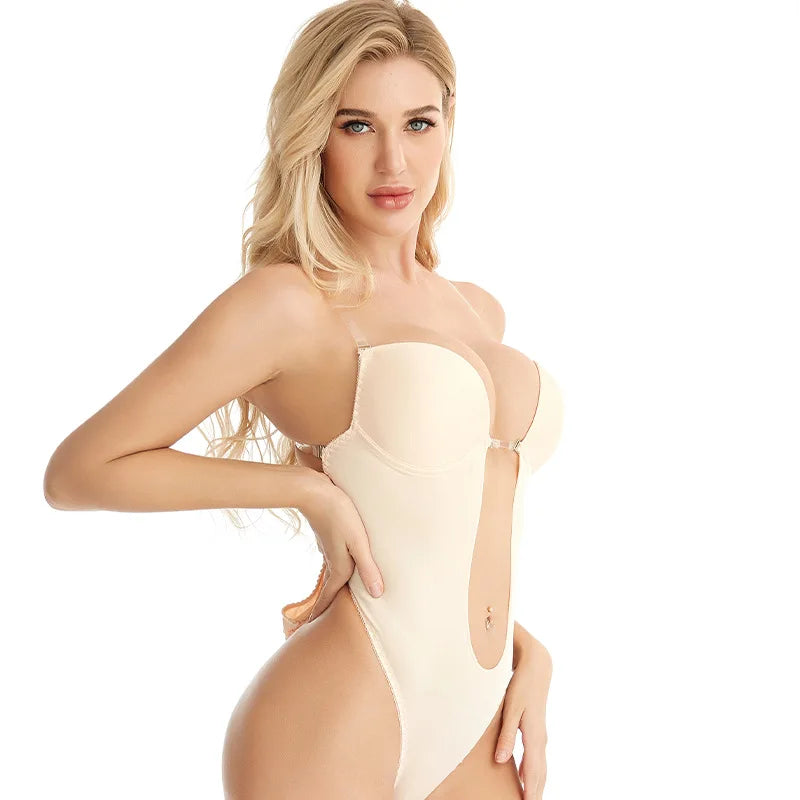 Women’s Backless Deep V Bodysuit Shapewear