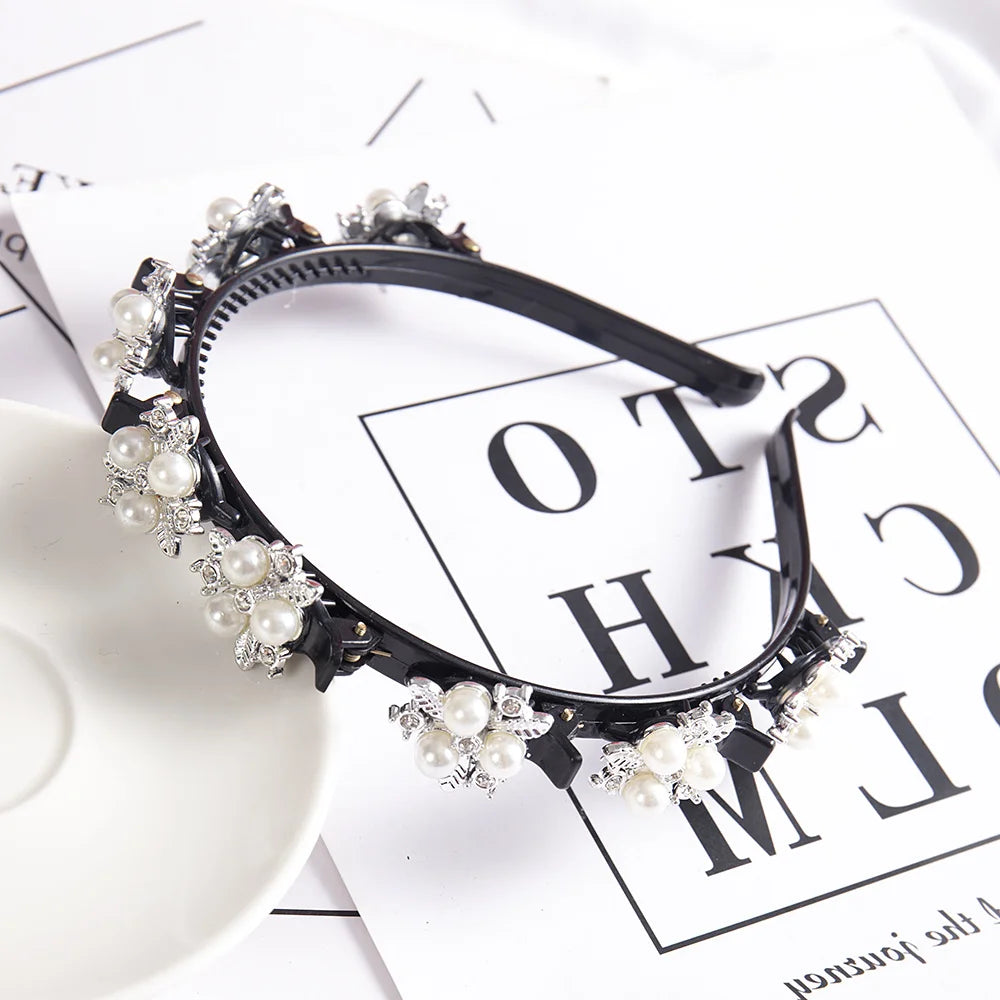 Pearl Braided Double-Layer Hairband
