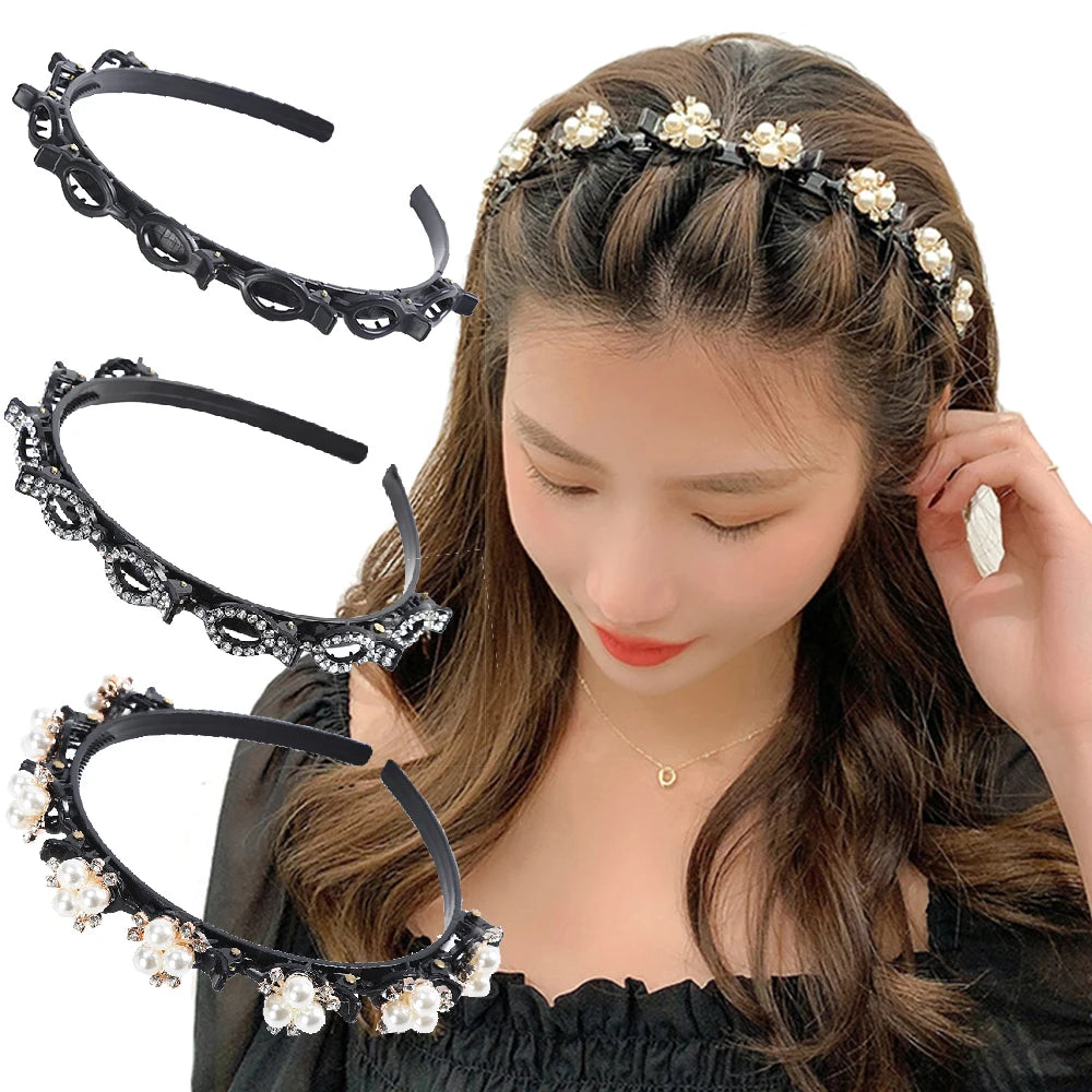 Pearl Braided Double-Layer Hairband