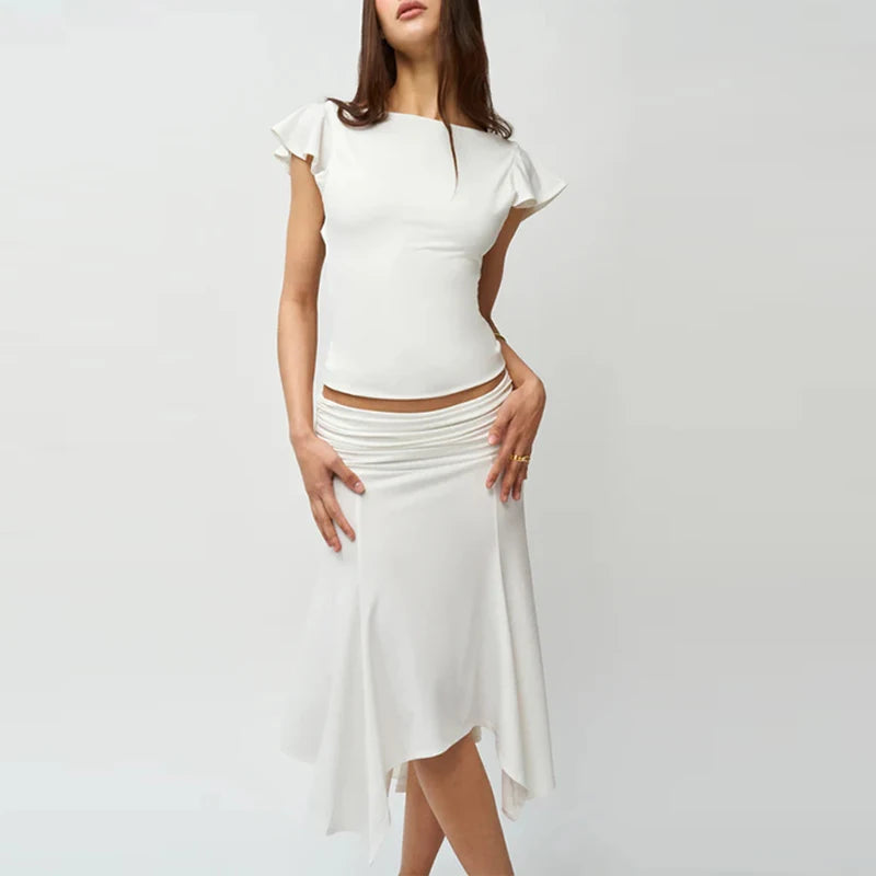 2025 Euro-American Slim Fit Two-Piece Skirt Set