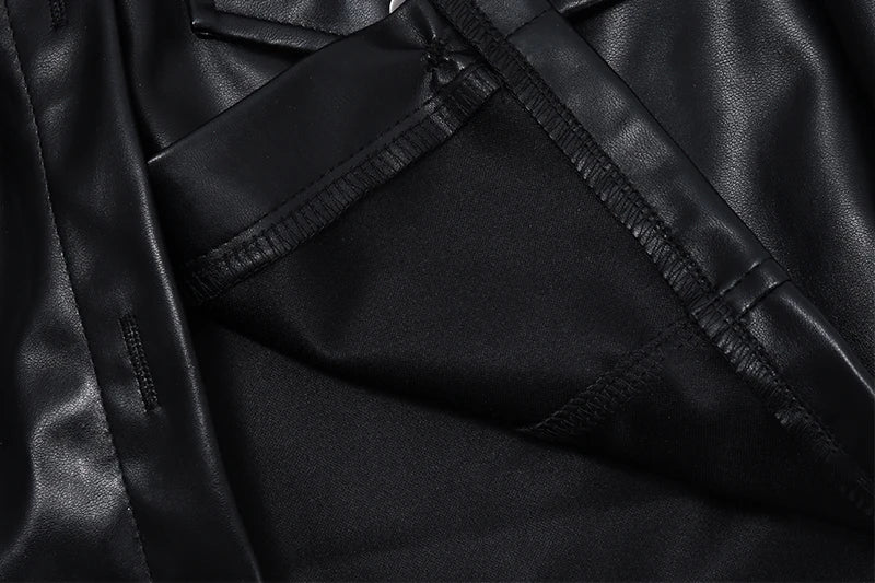 WhereMery Y2K Faux Leather Short Jacket