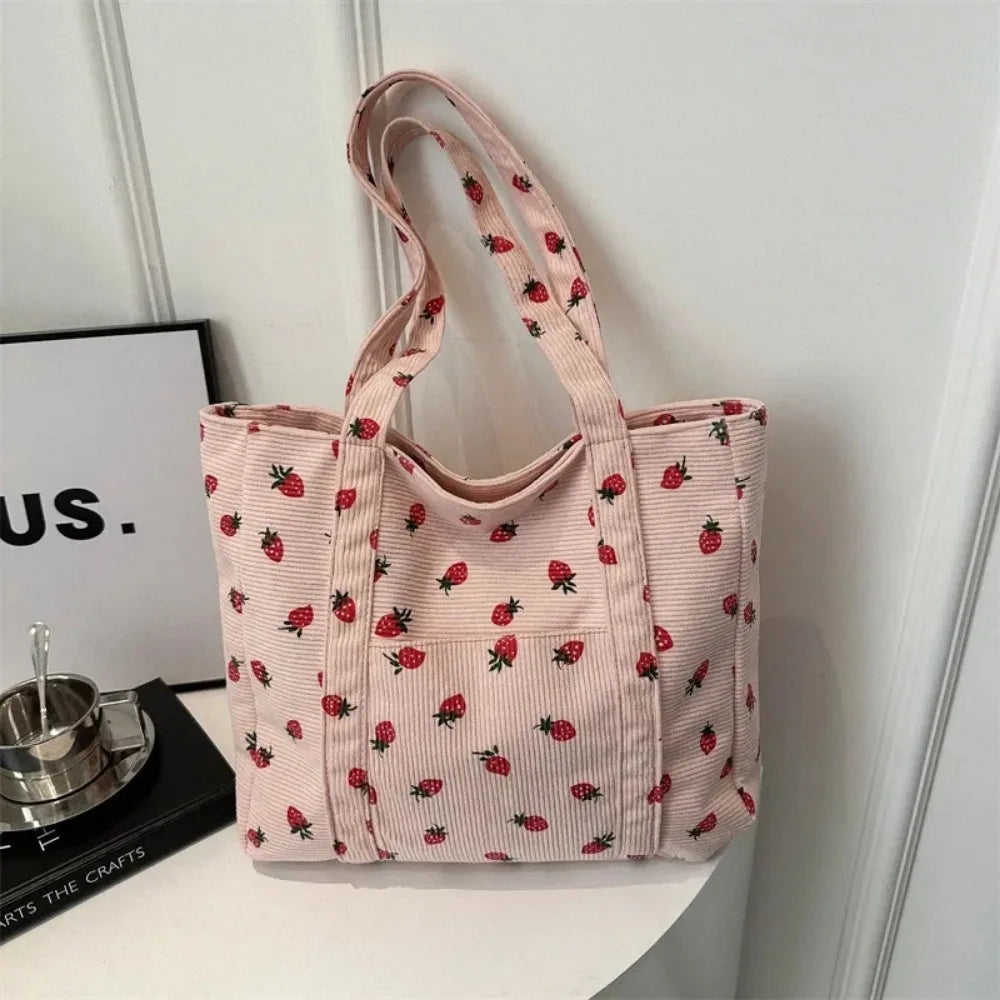 Corduroy Strawberry Tote