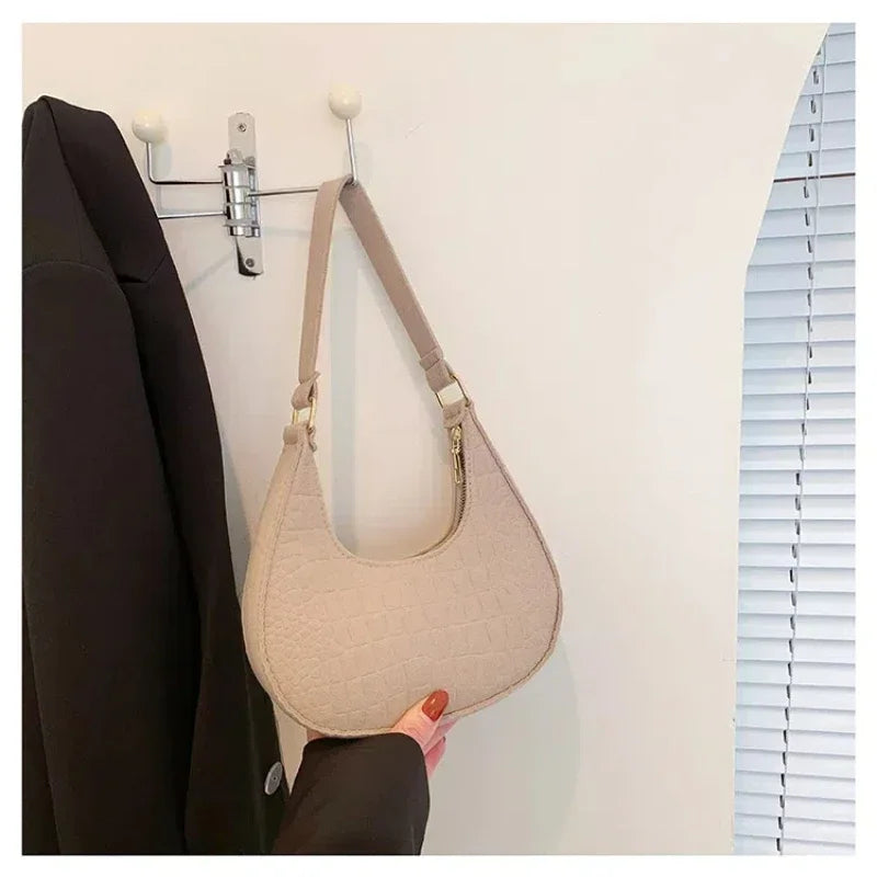 Stone Pattern Solid Colour Handbag