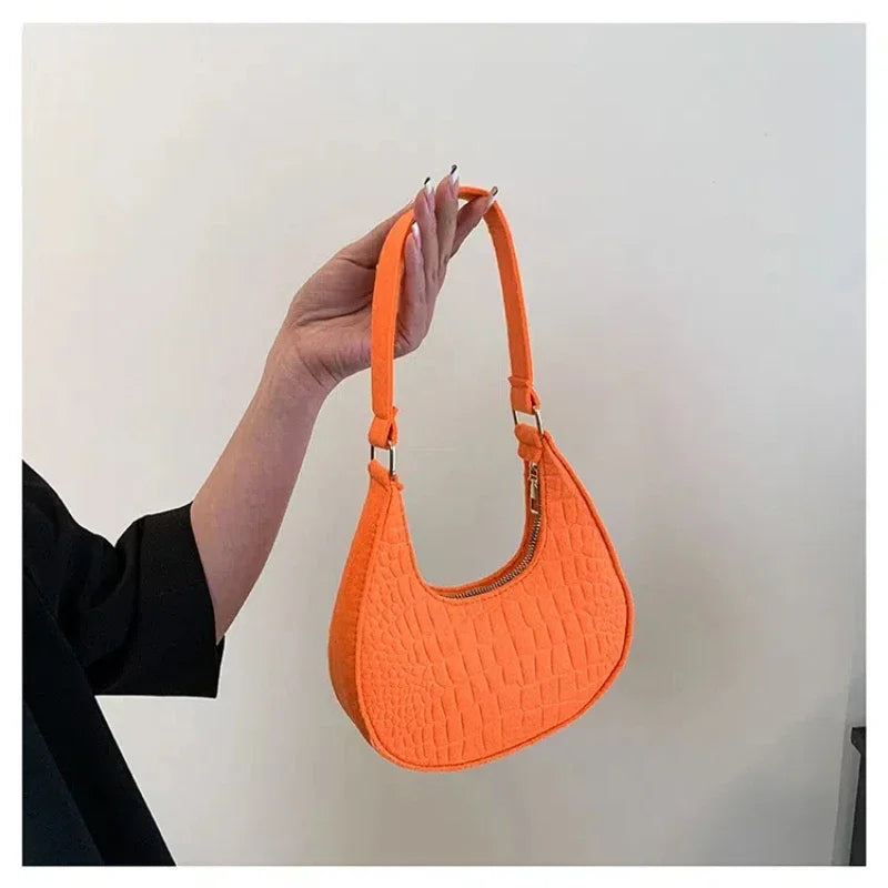 Stone Pattern Solid Colour Handbag