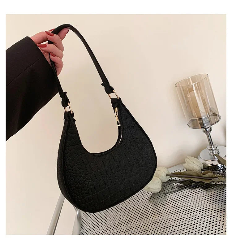 Stone Pattern Solid Colour Handbag