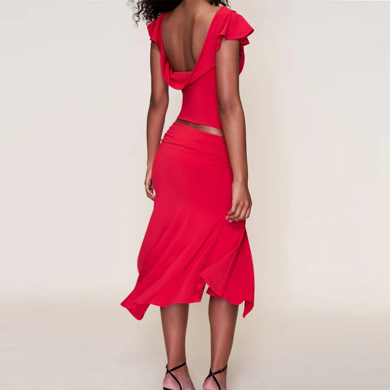 2025 Euro-American Slim Fit Two-Piece Skirt Set