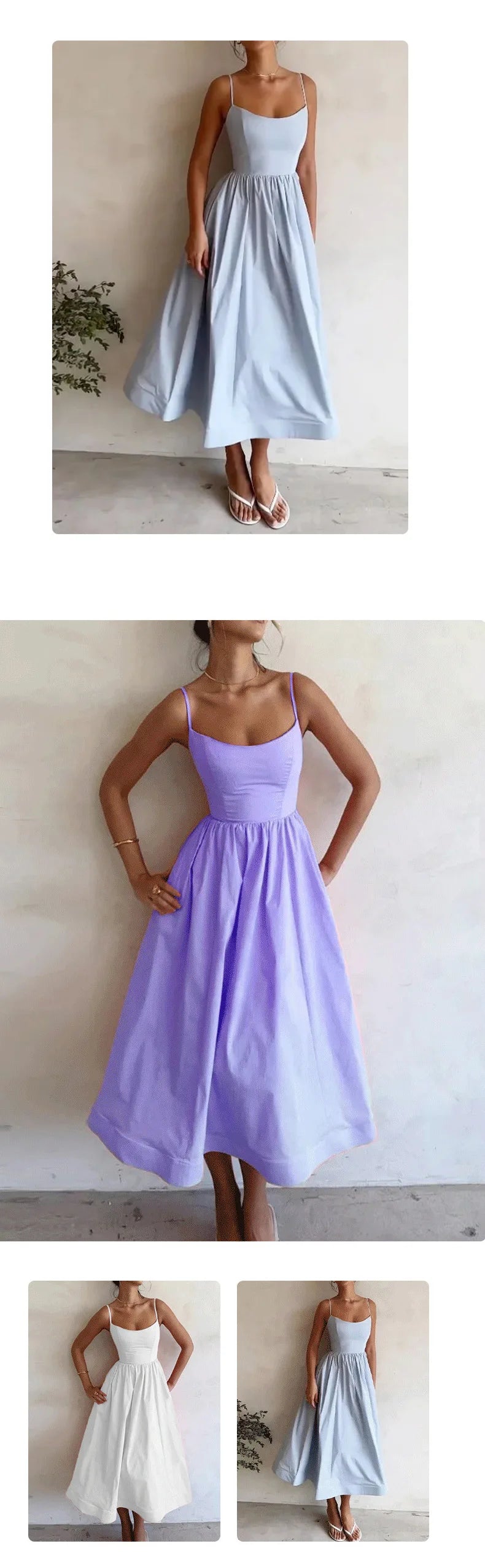 U-Neck Pleated Swing Dress – Sleeveless & Cinched Waist