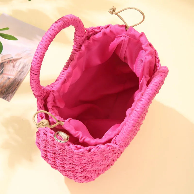 Handwoven Rattan Half-Moon Bag