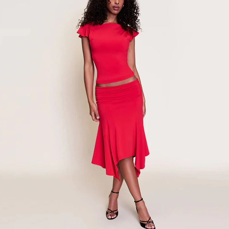 2025 Euro-American Slim Fit Two-Piece Skirt Set