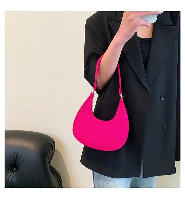 Stone Pattern Solid Colour Handbag