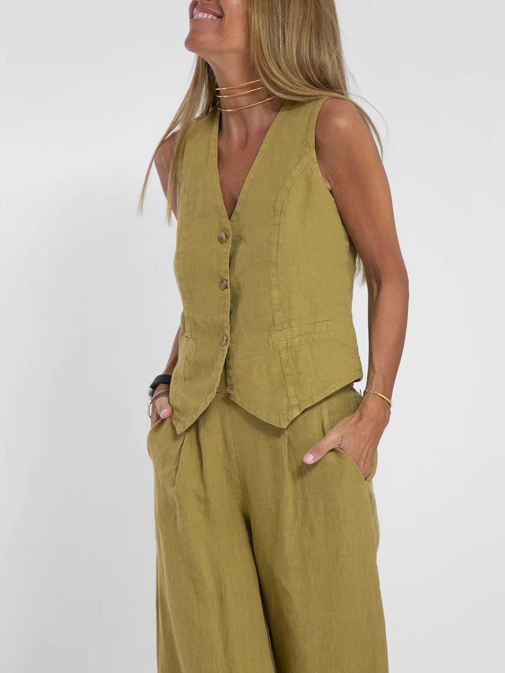Colorblock Vest & Pants Set – Sleeveless Casual Suit
