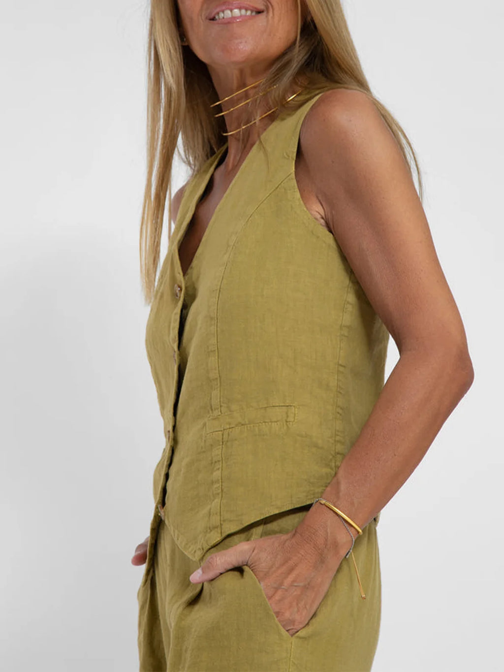 Colorblock Vest & Pants Set – Sleeveless Casual Suit