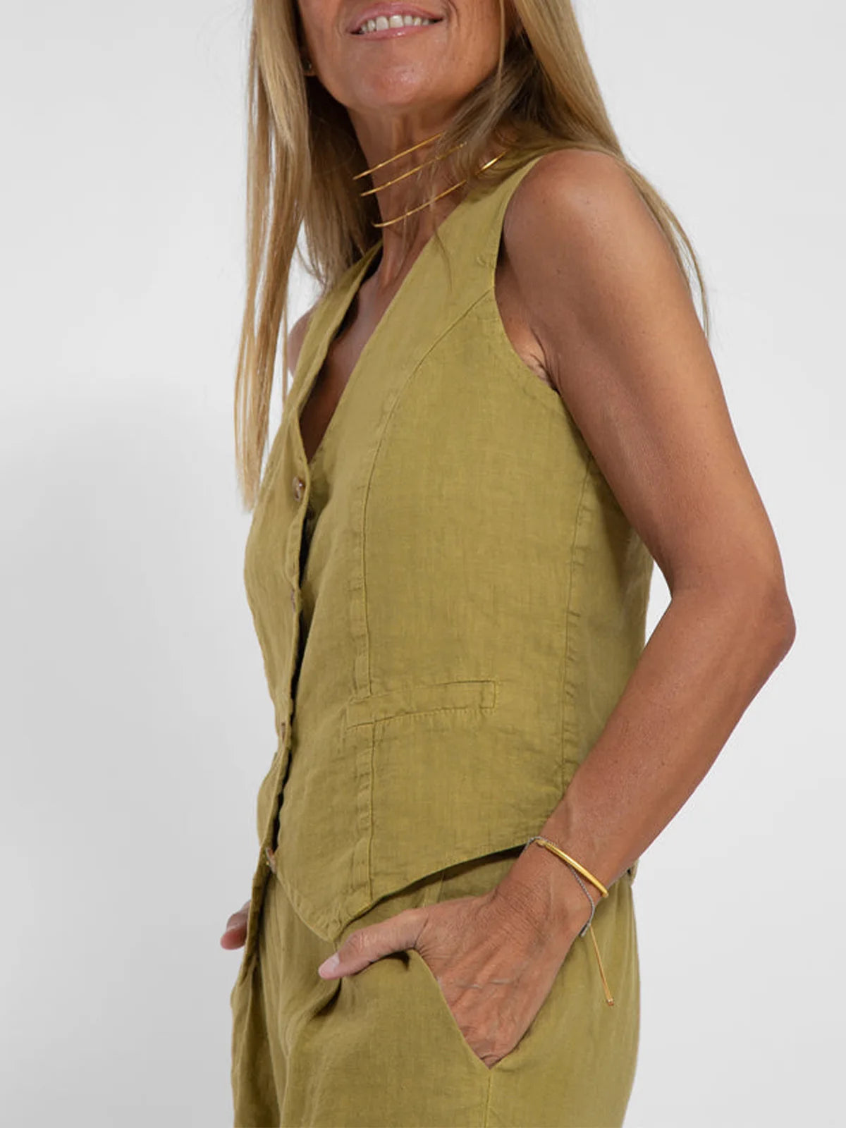 Colorblock Vest & Pants Set – Sleeveless Casual Suit