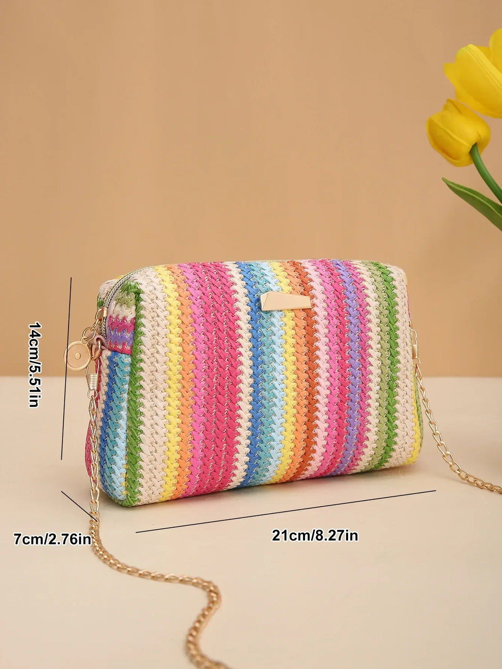 Knitted Straw Beach Bag – Small Shoulder Handbag