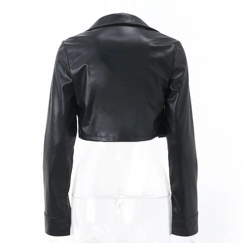 WhereMery Y2K Faux Leather Short Jacket