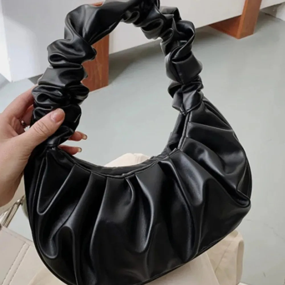 PU Pleated Cloud Handbag