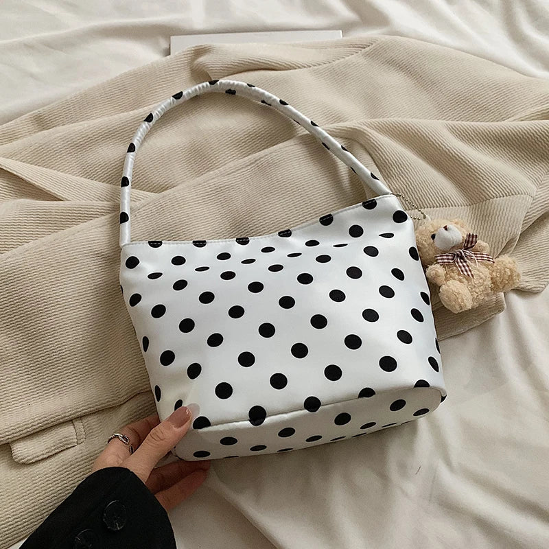 Polka Dot Bucket Shoulder Bag