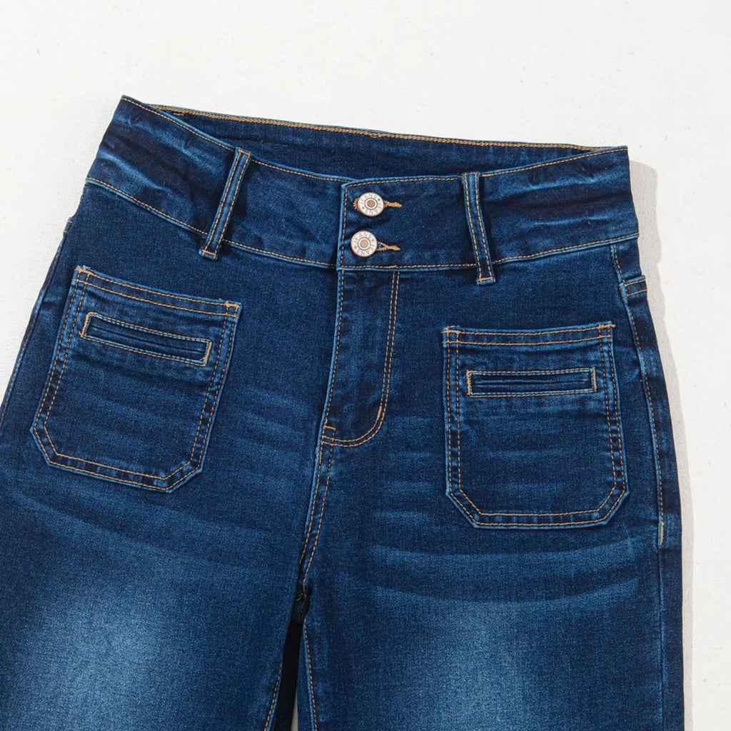 Women’s High-Waist Wide-Leg Multi-Button Jeans