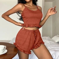 Satin Lace V-Neck Pajama Set