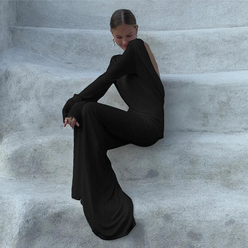 Backless Slim Fit Long Sleeve Dress – Elegant Autumn Style