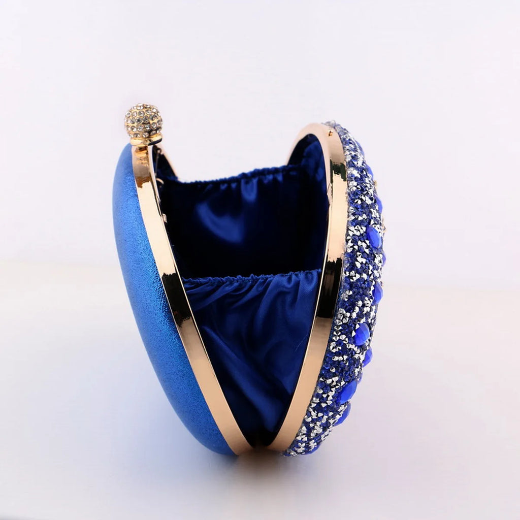 Sparkling Rhinestone Flower Clutch with Shoulder Chain