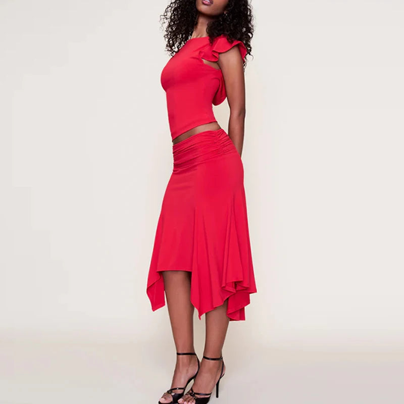 2025 Euro-American Slim Fit Two-Piece Skirt Set