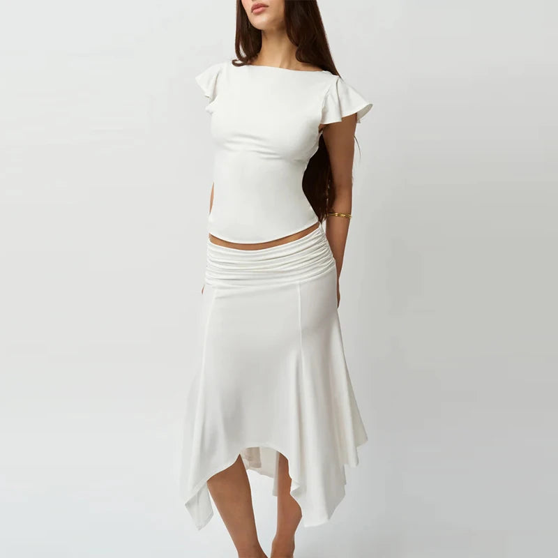 2025 Euro-American Slim Fit Two-Piece Skirt Set