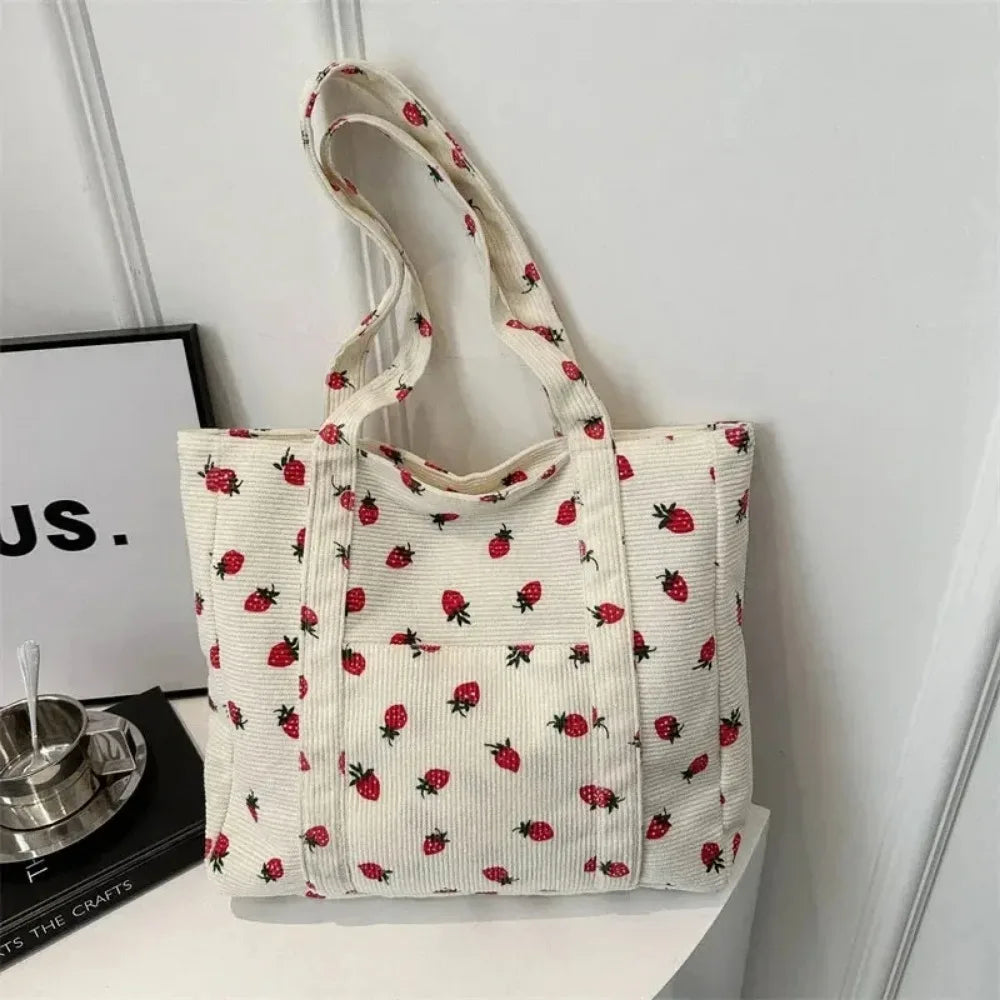 Corduroy Strawberry Tote