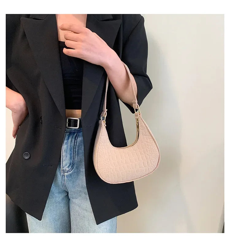 Stone Pattern Solid Colour Handbag