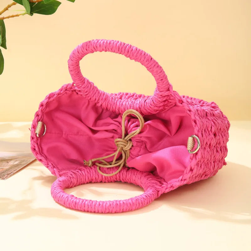 Handwoven Rattan Half-Moon Bag