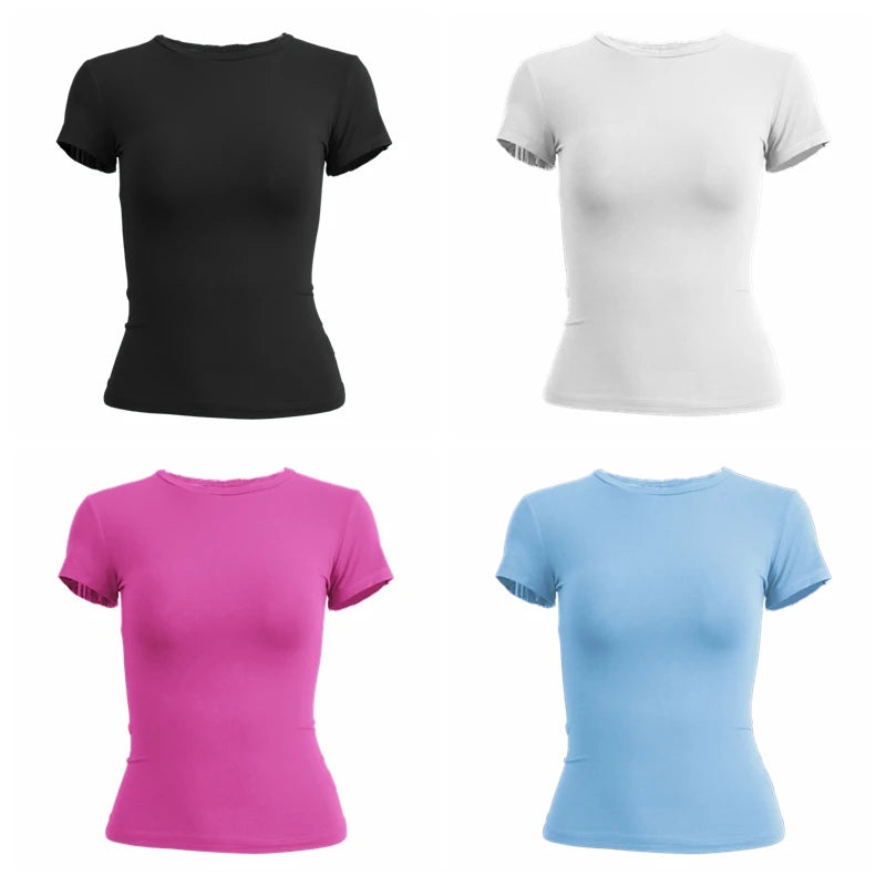Slim Fit Knitted O-Neck T-Shirt – Y2K Street Style
