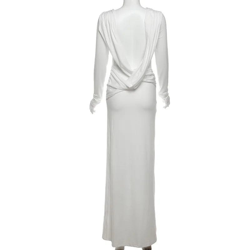 Backless Slim Fit Long Sleeve Dress – Elegant Autumn Style