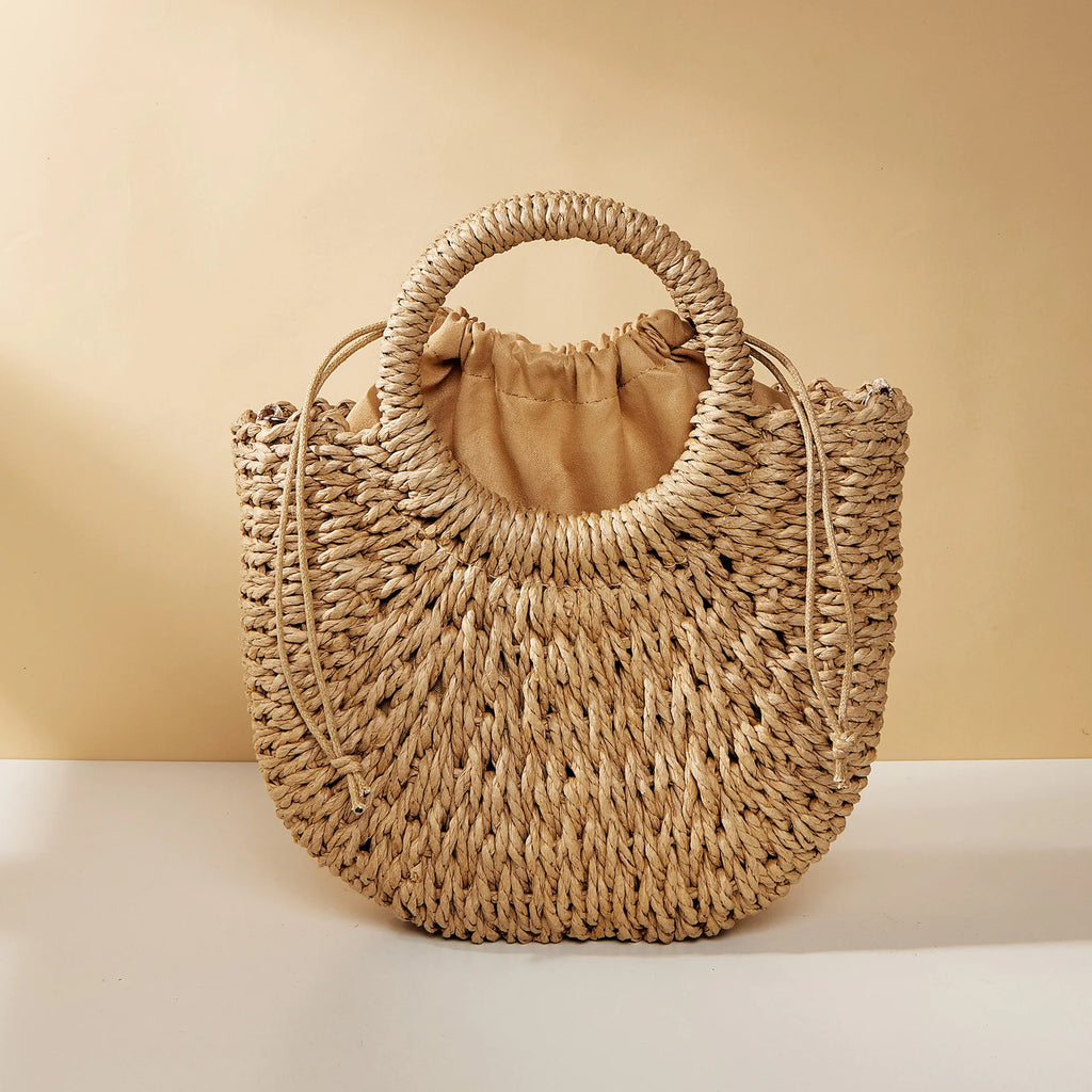 Handwoven Rattan Half-Moon Bag