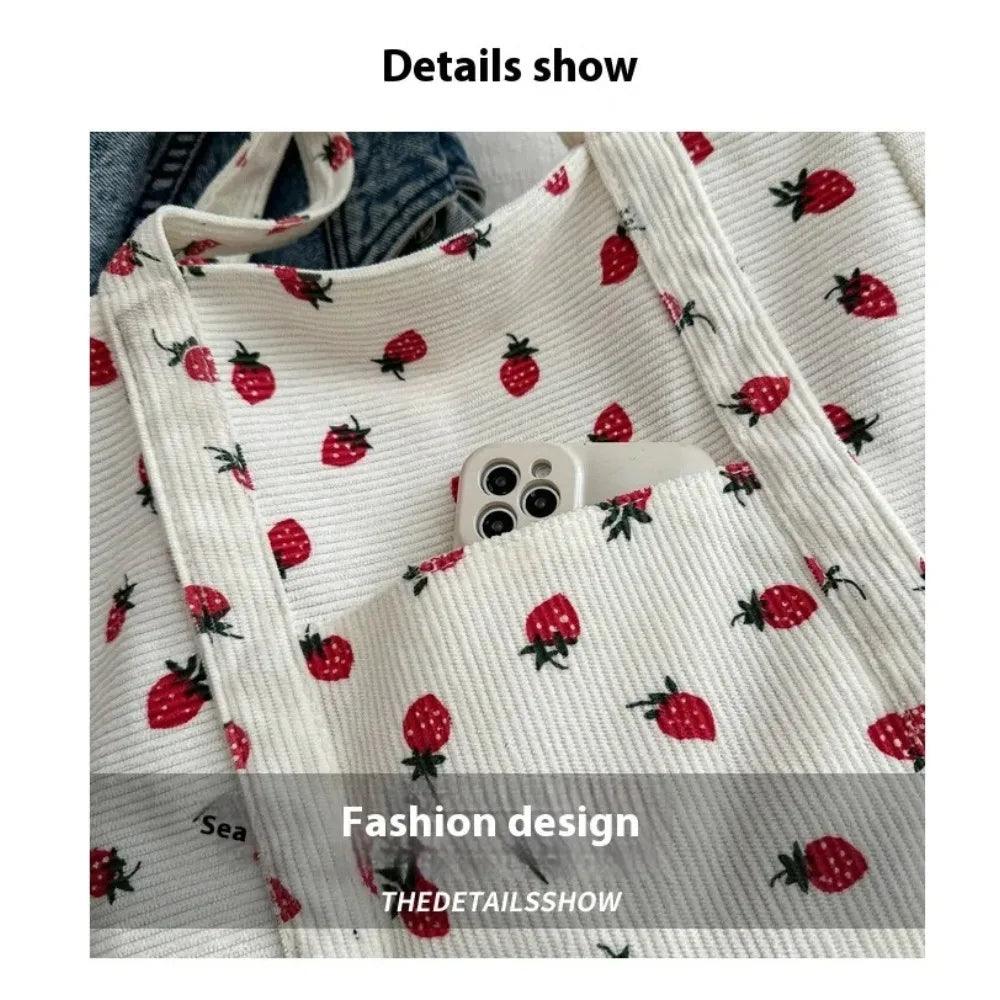 Corduroy Strawberry Tote