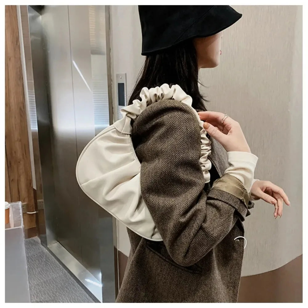 PU Pleated Cloud Handbag