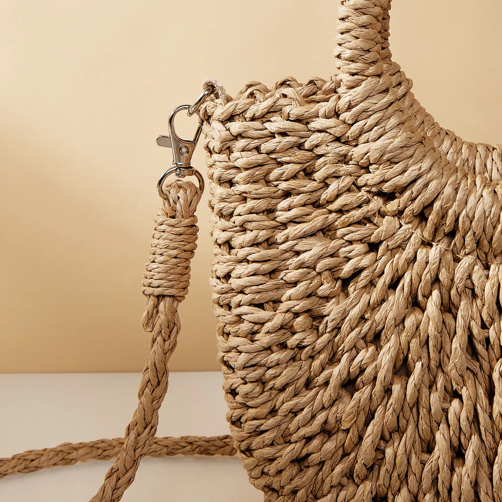 Handwoven Rattan Half-Moon Bag