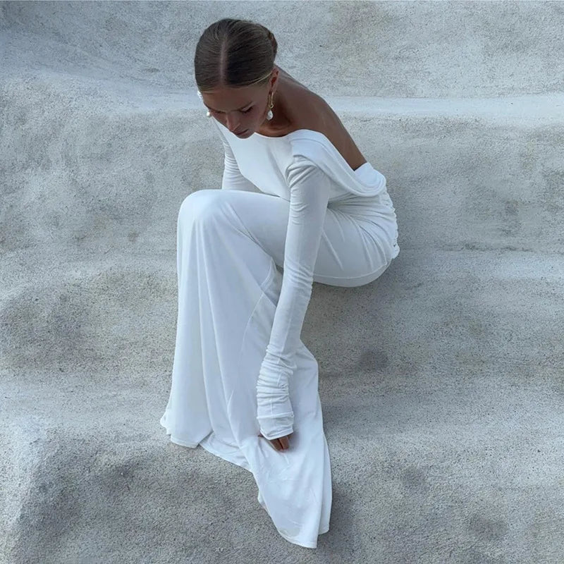 Backless Slim Fit Long Sleeve Dress – Elegant Autumn Style