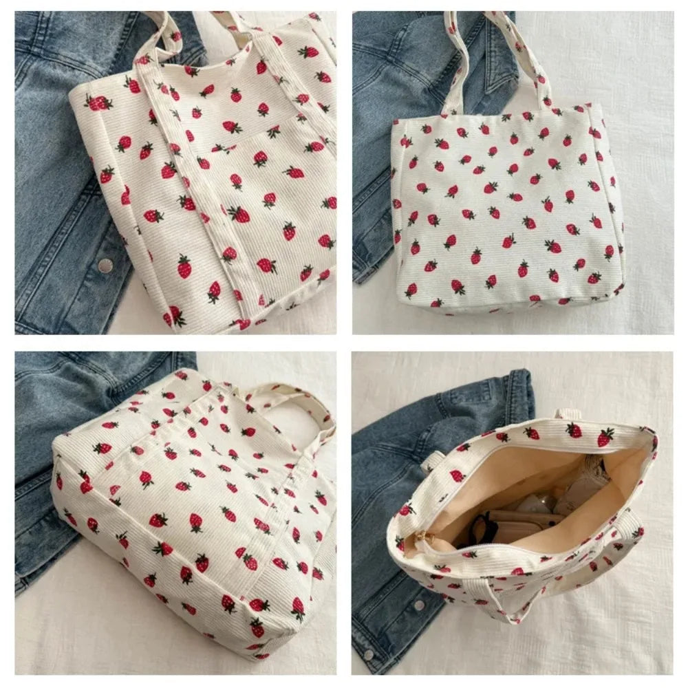 Corduroy Strawberry Tote