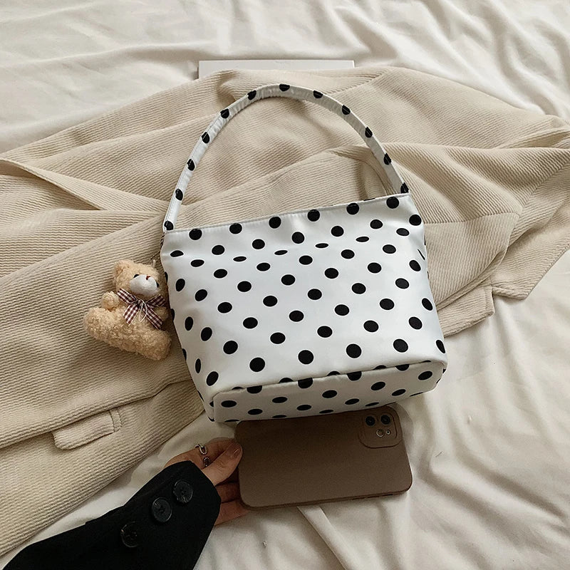 Polka Dot Bucket Shoulder Bag