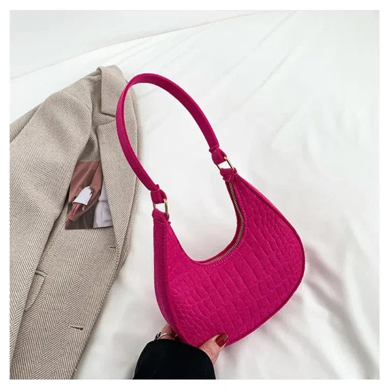 Stone Pattern Solid Colour Handbag