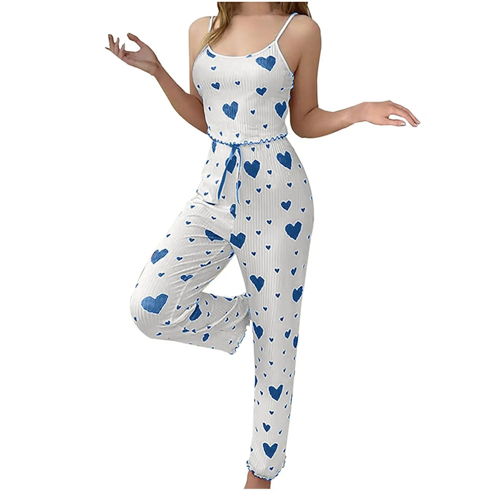 Plus Size Love Print Pajama Set – White (2-Piece)