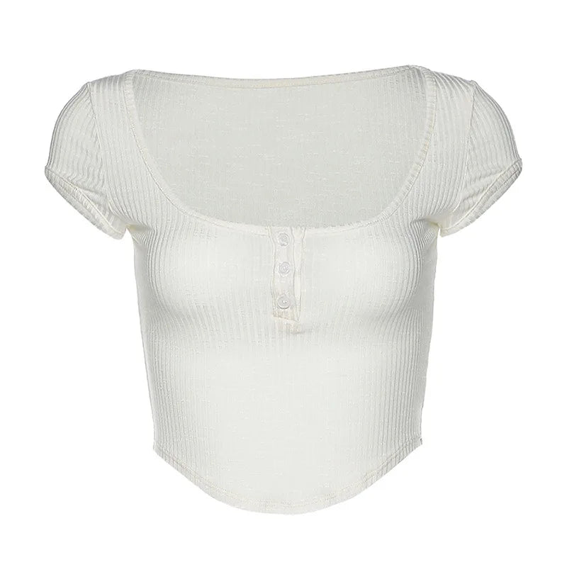Sexy White Sheer V-Neck Crop Top
