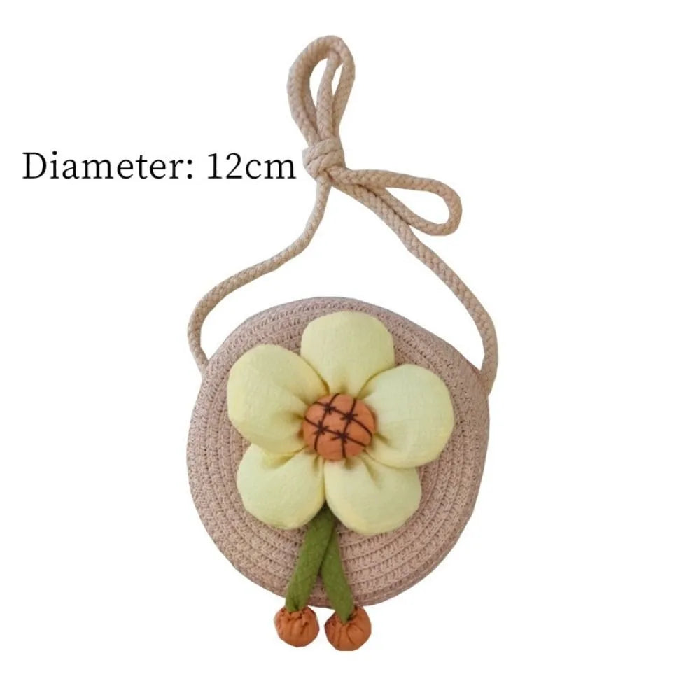 Handmade Straw Flower Shoulder Bag
