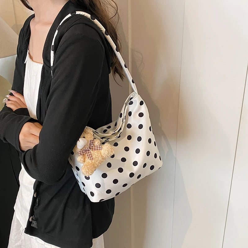 Polka Dot Bucket Shoulder Bag