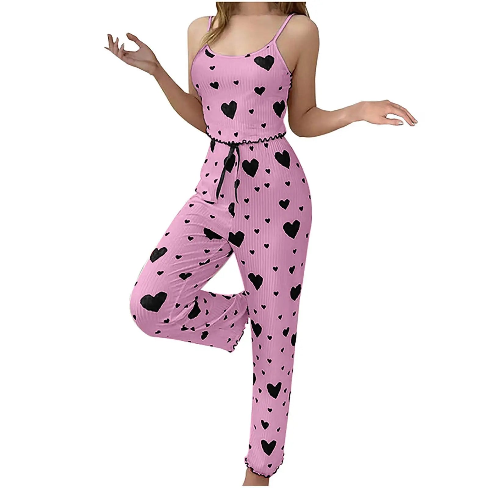 Plus Size Love Print Pajama Set – White (2-Piece)