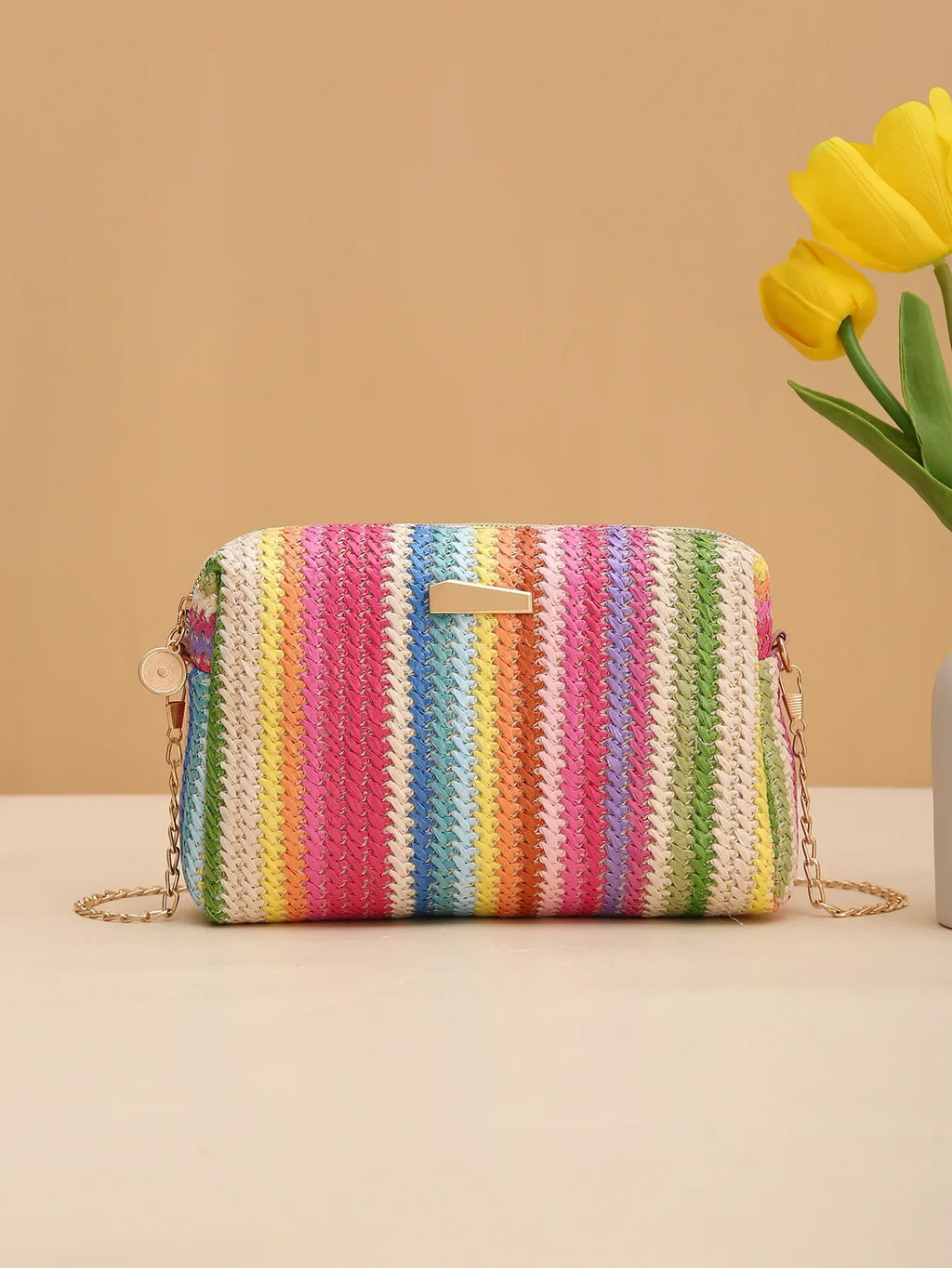 Knitted Straw Beach Bag – Small Shoulder Handbag