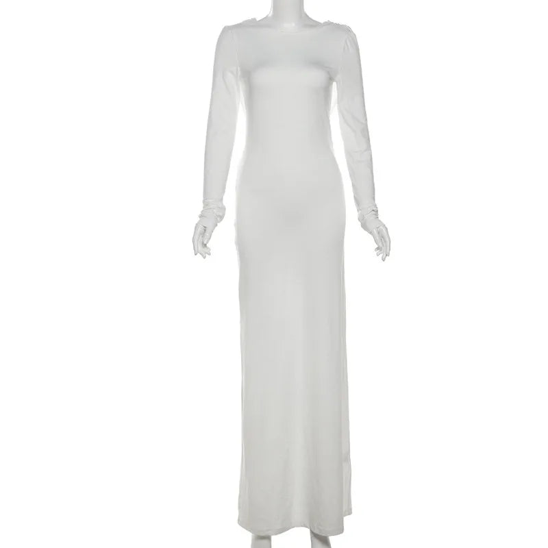 Backless Slim Fit Long Sleeve Dress – Elegant Autumn Style
