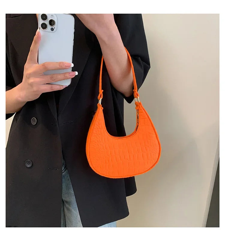 Stone Pattern Solid Colour Handbag