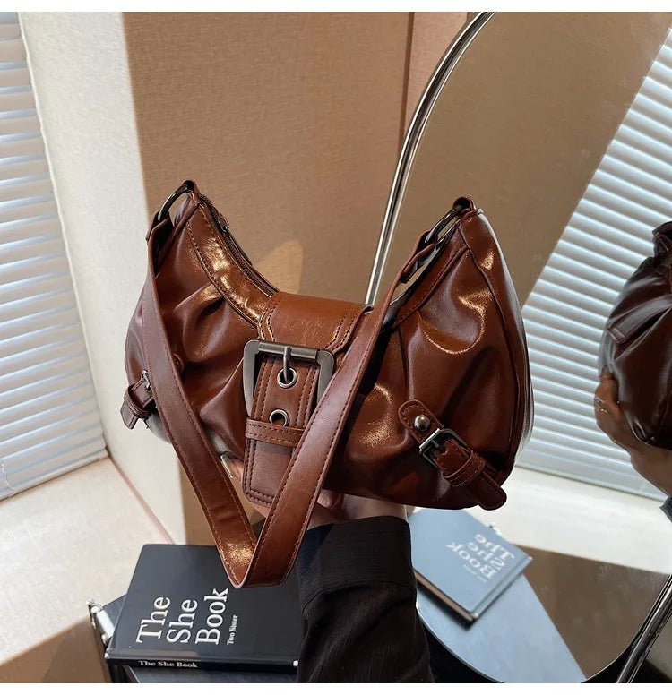 Retro Pleated Hobo Bag