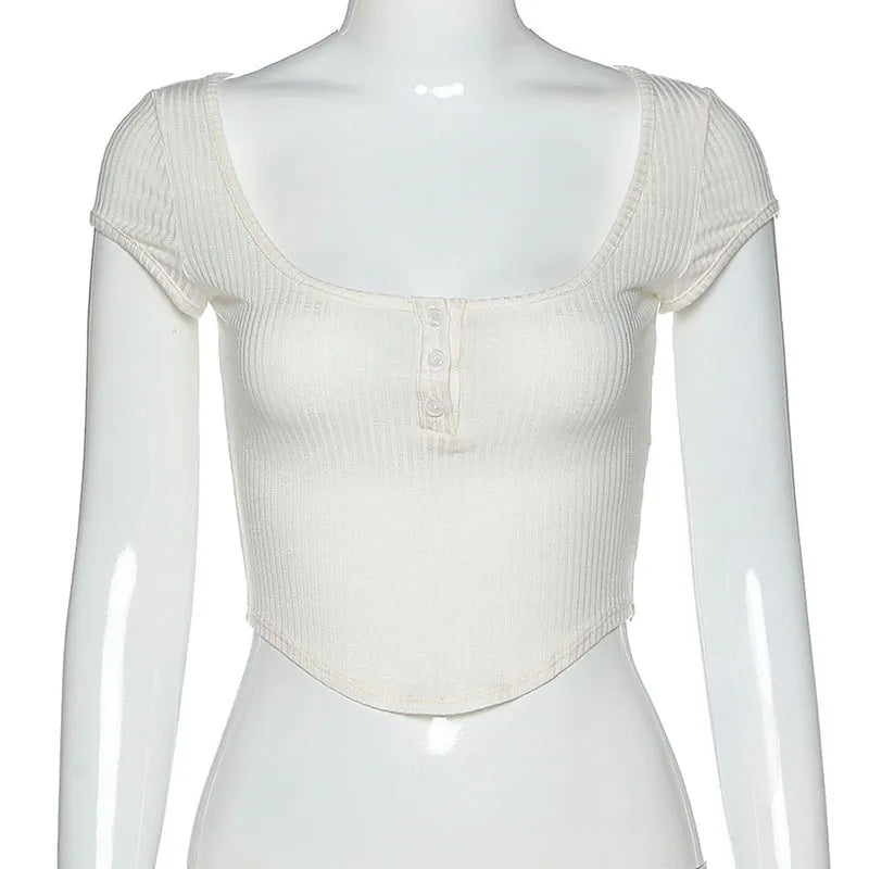 Sexy White Sheer V-Neck Crop Top